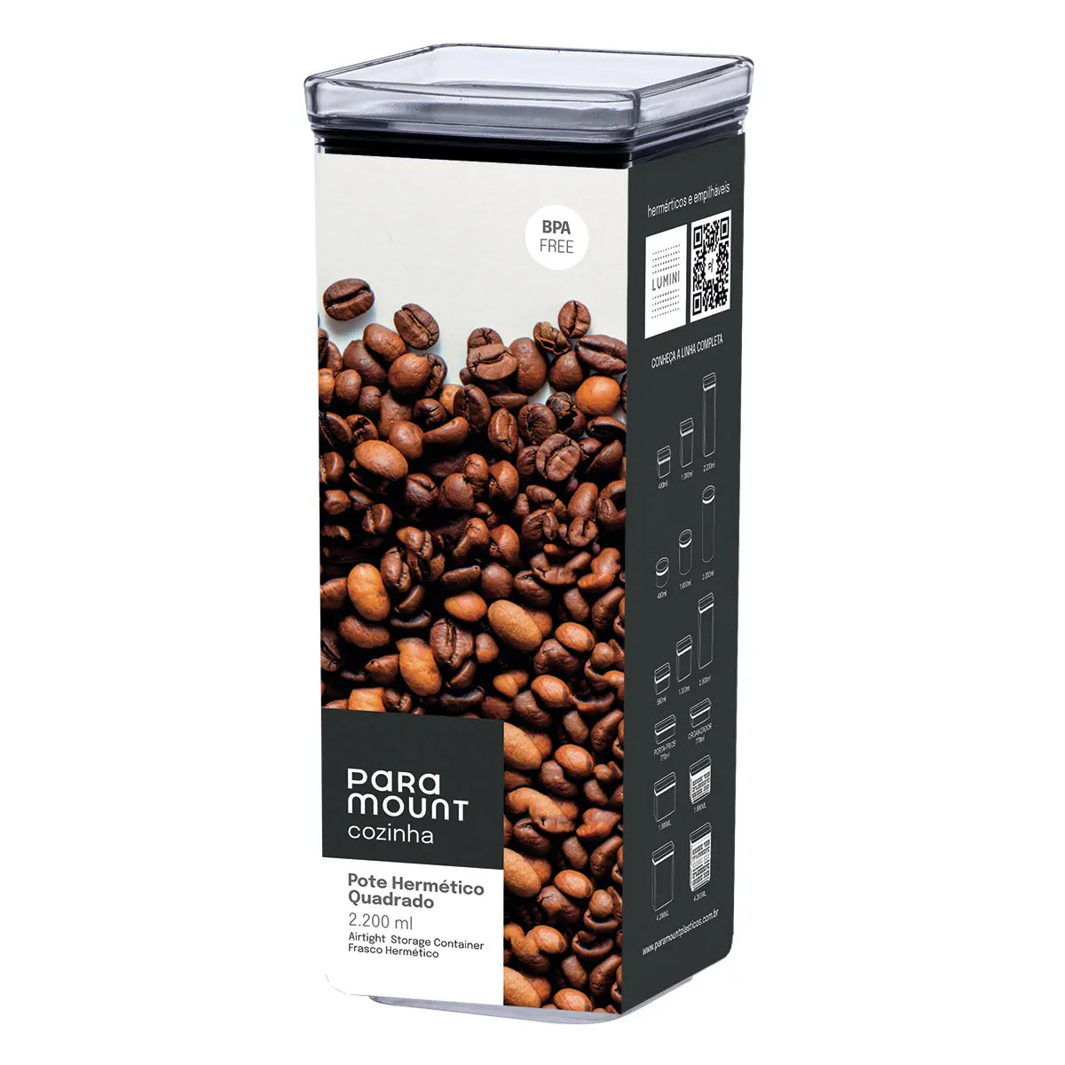 POTE HERMÉTICO QUADRADO 2.200 ML LUMINI PARAMOUNT