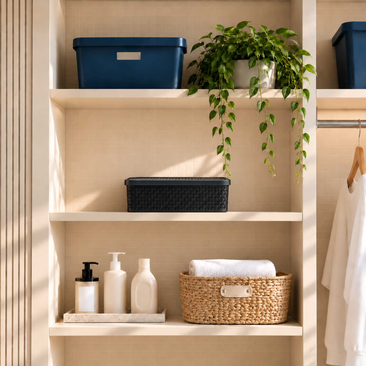 CESTO ORGANIZADOR RATTAN C/ TAMPA BAIXO PEQUENO NITRON