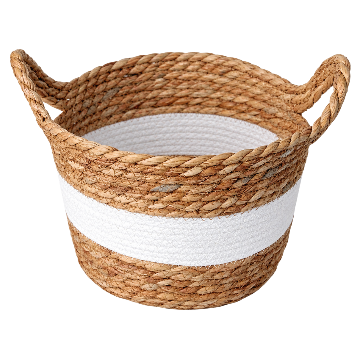 CESTO DE FIBRA NATURAL C/ ALÇA BRANCO PARAMOUNT
