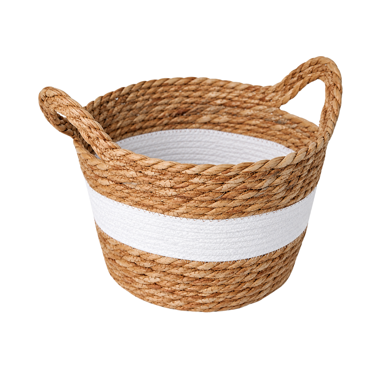 CESTO DE FIBRA NATURAL C/ ALÇA BRANCO PARAMOUNT