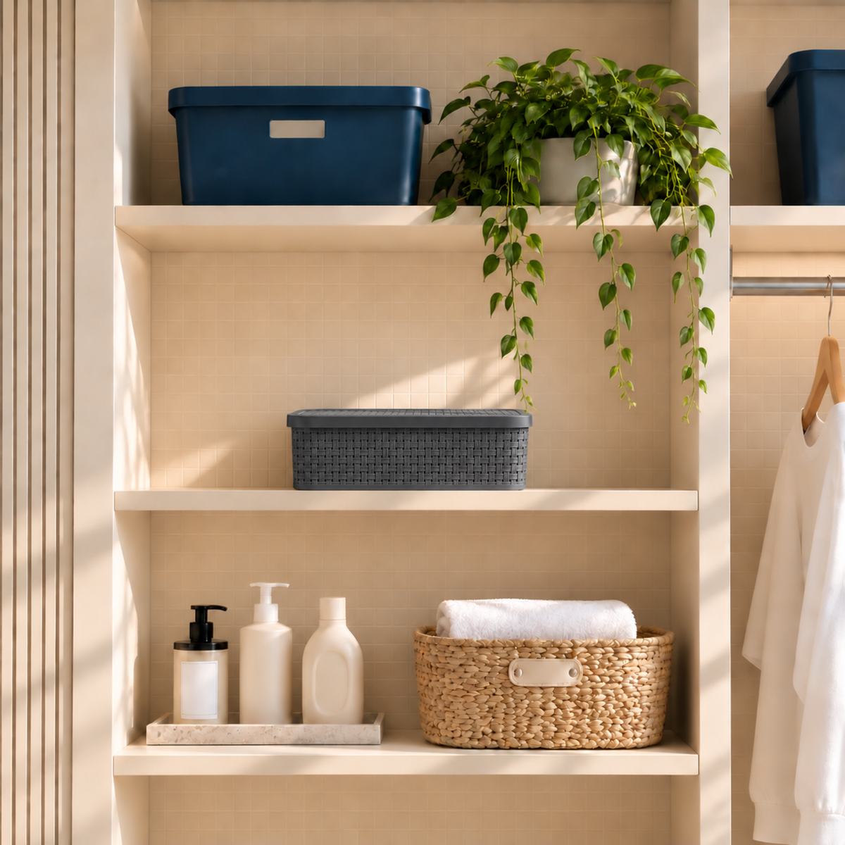 CESTO ORGANIZADOR RATTAN C/ TAMPA BAIXO PEQUENO NITRON