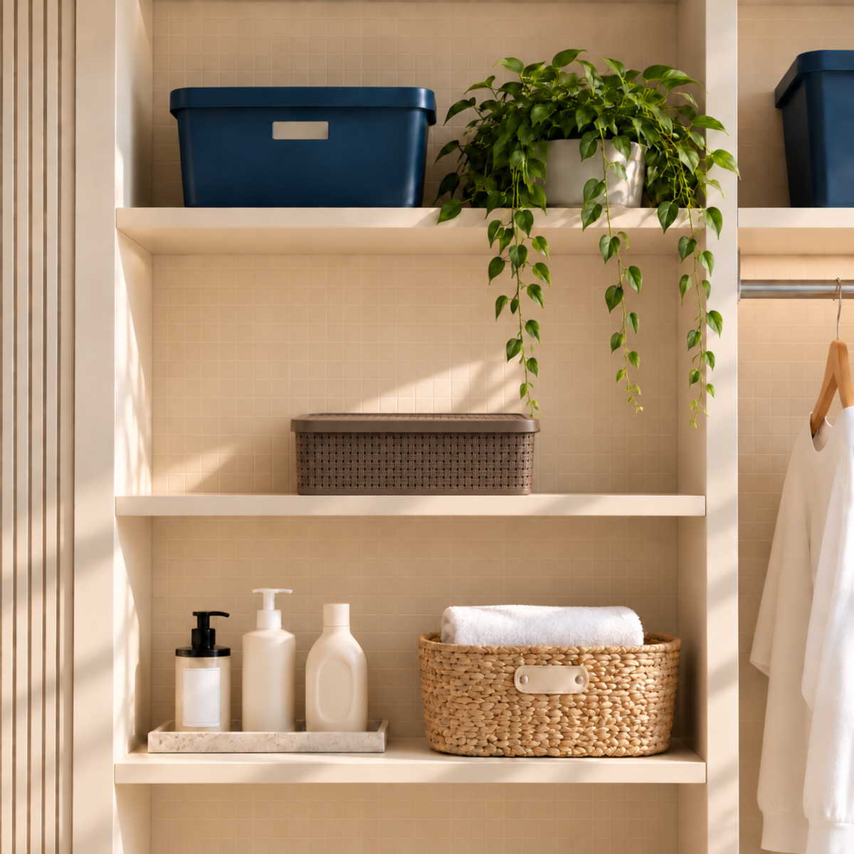 CESTO ORGANIZADOR RATTAN C/ TAMPA BAIXO PEQUENO NITRON