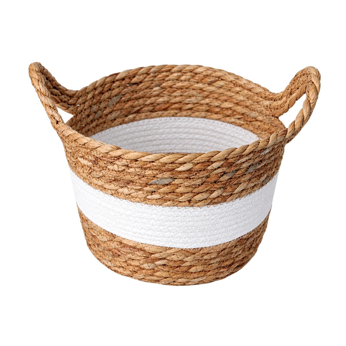 CESTO DE FIBRA NATURAL C/ ALÇA BRANCO PARAMOUNT