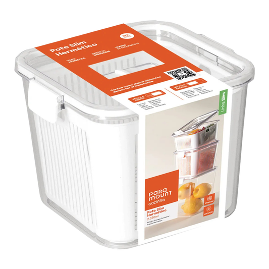 POTE SLIM HERMÉTICO 2.030 ML C/ CESTO DE DRENAGEM PARAMOUNT