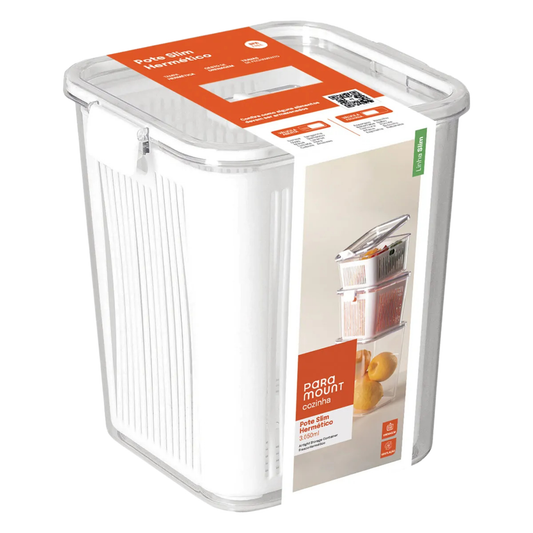 POTE SLIM HERMÉTICO 3.050 ML C/ CESTO DE DRENAGEM PARAMOUNT