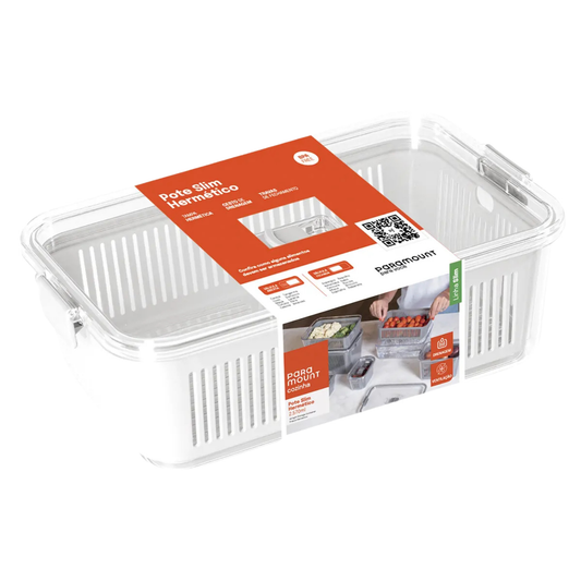 POTE SLIM HERMÉTICO 2.570 ML C/ CESTO DE DRENAGEM PARAMOUNT
