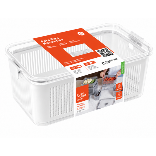 POTE SLIM HERMÉTICO 4.225 ML C/ CESTO DE DRENAGEM PARAMOUNT