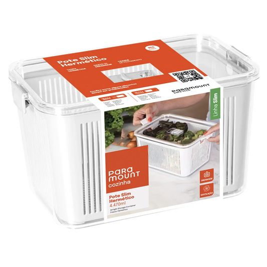 POTE SLIM HERMÉTICO 4.470 ML C/ CESTO DE DRENAGEM PARAMOUNT