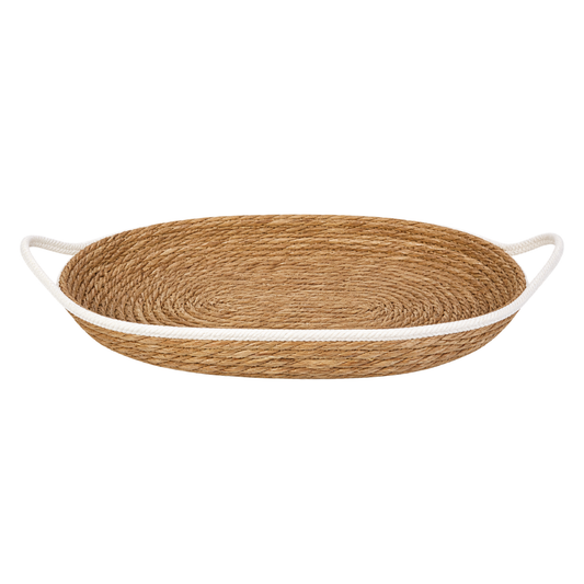 CESTO DE FIBRA NATURAL E ALGODÃO C/ ALÇA BRANCO PARAMOUNT