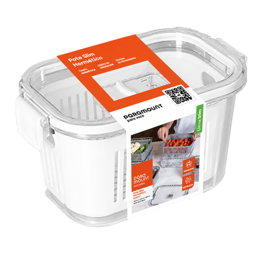 POTE SLIM HERMÉTICO 630 ML C/ CESTO DE DRENAGEM PARAMOUNT