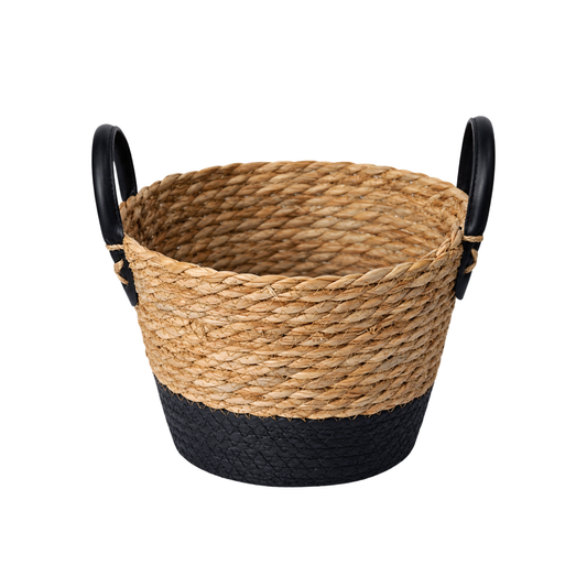 CESTO DE FIBRA NATURAL C/ ALÇA PRETO PARAMOUNT