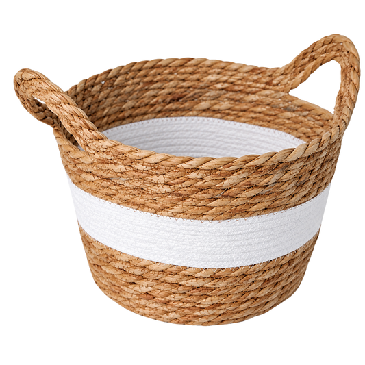 CESTO DE FIBRA NATURAL C/ ALÇA BRANCO PARAMOUNT