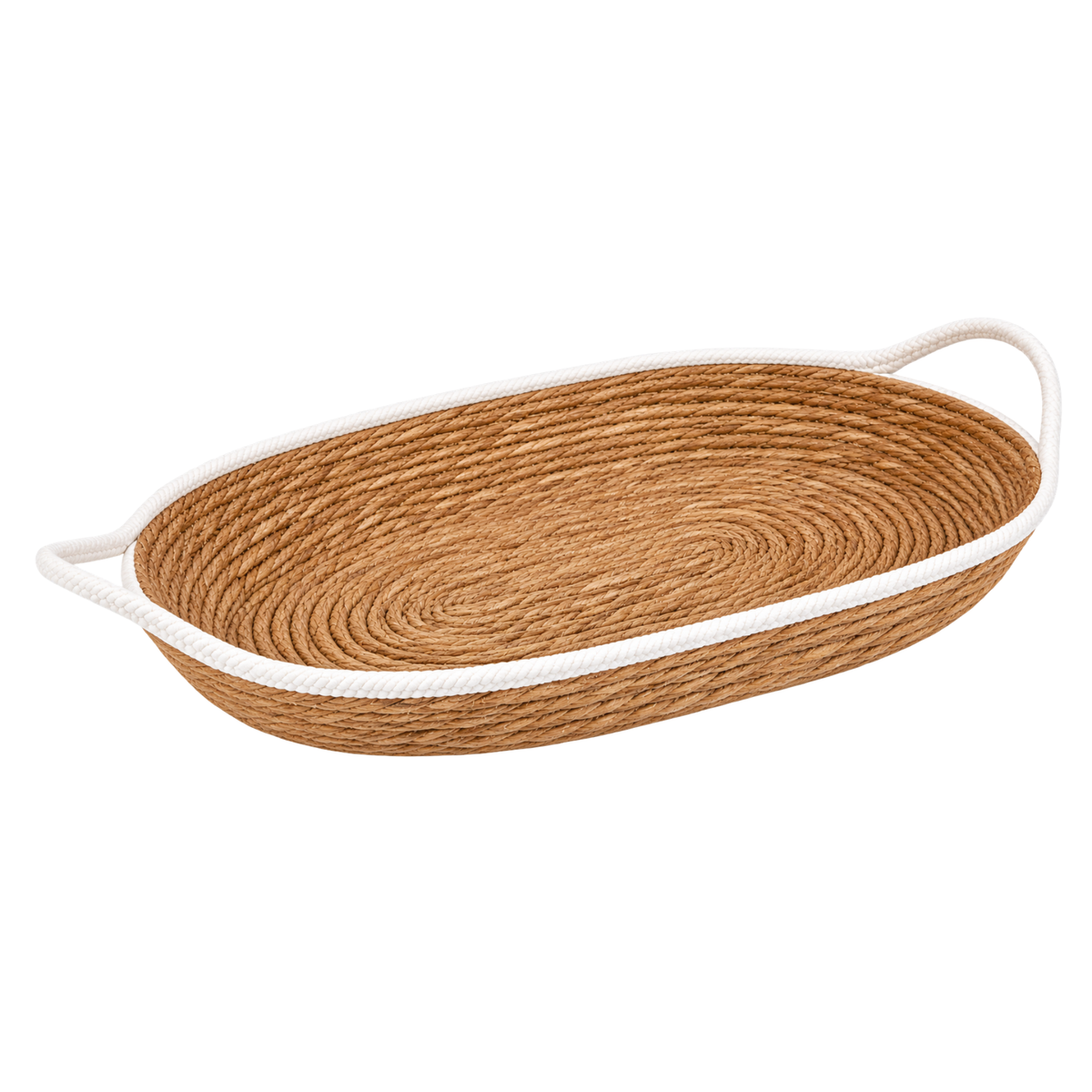 CESTO DE FIBRA NATURAL E ALGODÃO C/ ALÇA BRANCO PARAMOUNT
