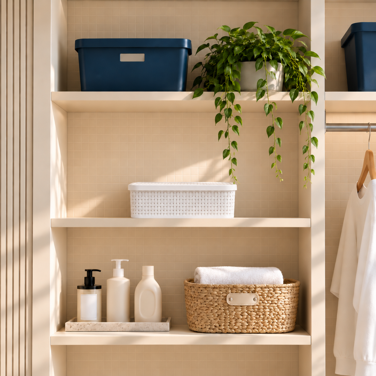 CESTO ORGANIZADOR RATTAN C/ TAMPA BAIXO PEQUENO NITRON