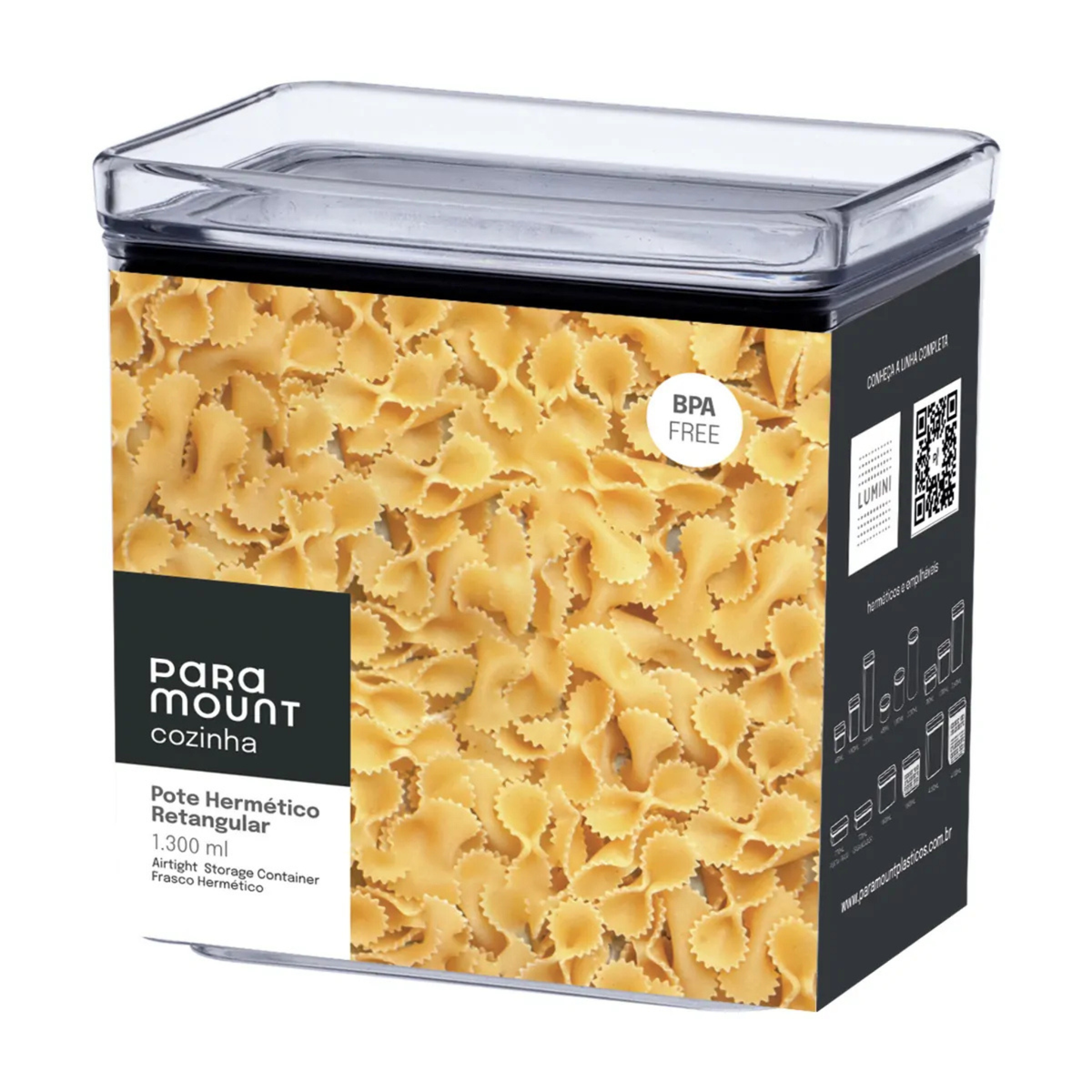 POTE HERMÉTICO RETANGULAR 1.300 ML LUMINI PARAMOUNT