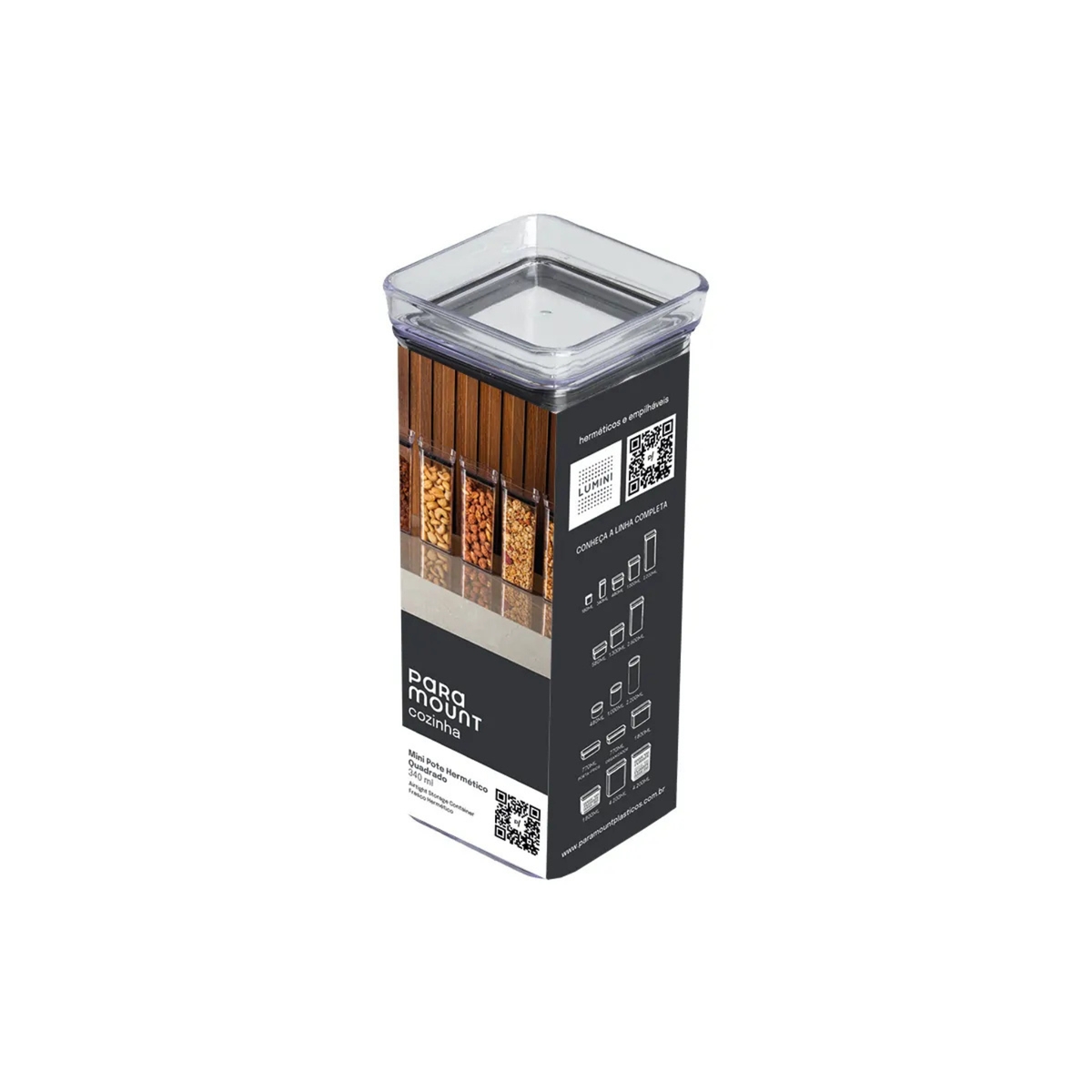 MINI POTE HERMÉTICO QUADRADO 340 ML LUMINI PARAMOUNT